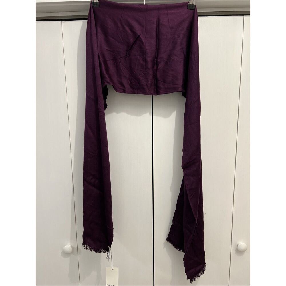 Calvin Klein Women's Solid Satin Finish Pashmina Scarf ~ AUB Color‎ Purple/Plum
